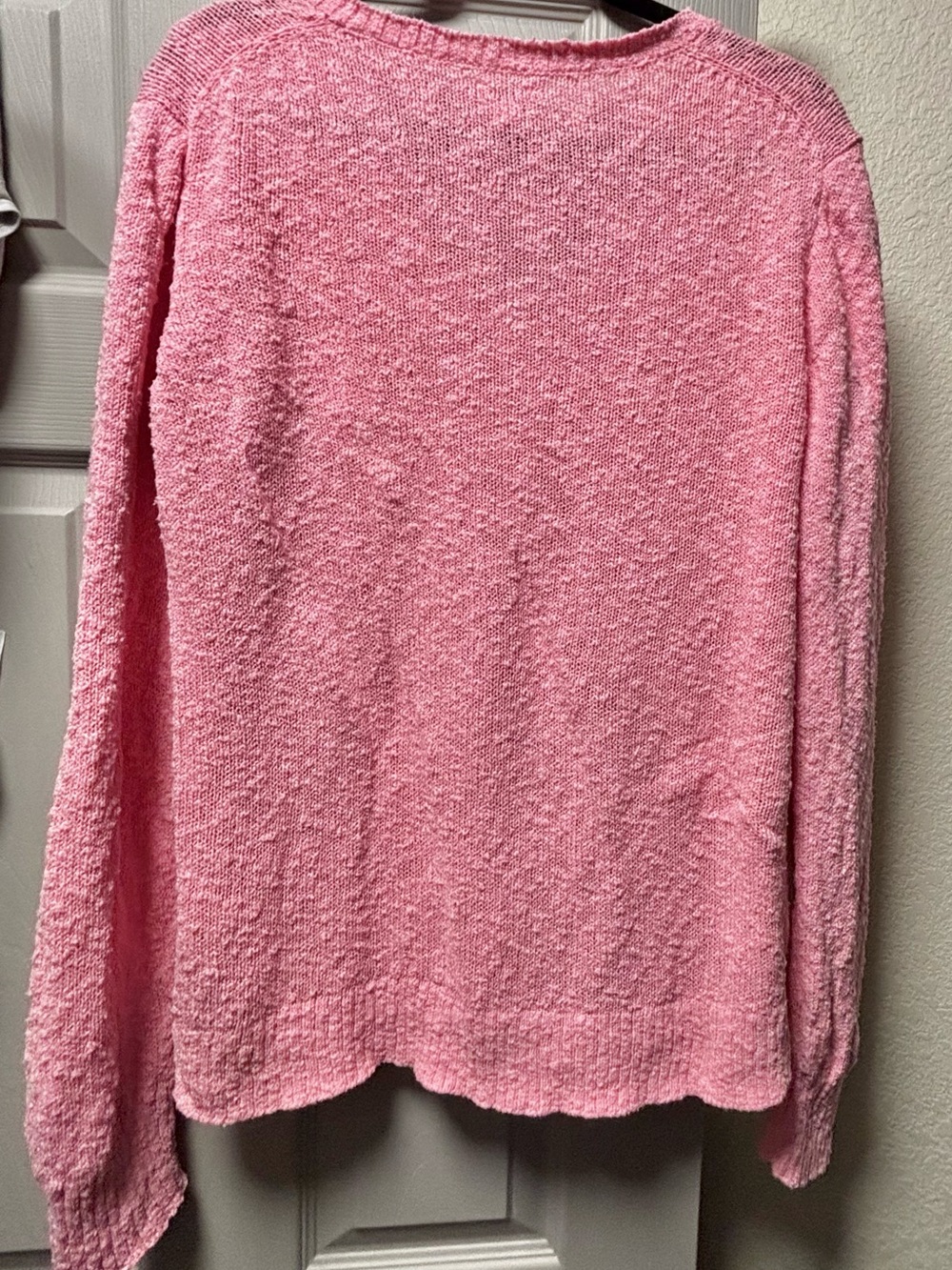 J. CREW Relaxed Soft “Slub” Pink V-Neck Boucle Textured Knit Pink Sweater - Picture 6 of 12